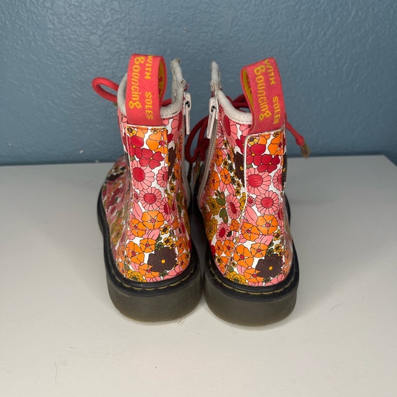 Doc Dr Martens Girls Pink Orange Floral Delaney Boots - Picture 4 of 6